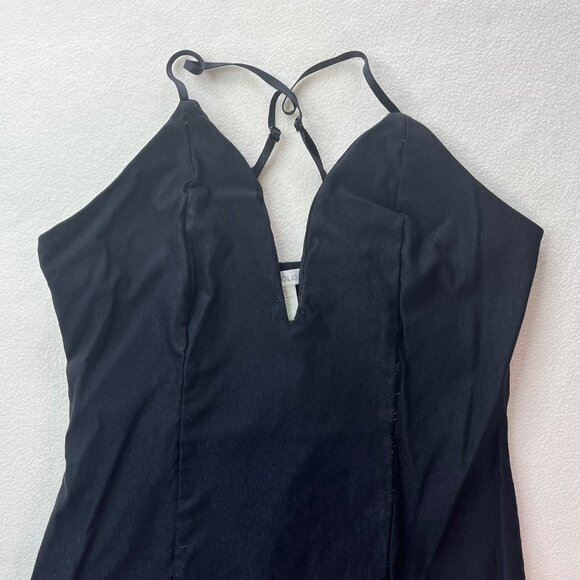 Black Halter Mini Dress With Keyhole Front & Adjustable Straps  S  By Bozzolo  C - Picture 3 of 8